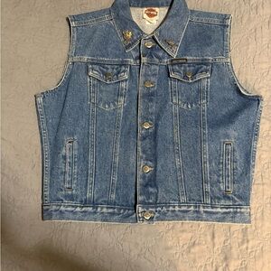 HARLEY DAVIDSON Women's Size L
Motorcycle Denim Vest Rear
Embroidery Logo
